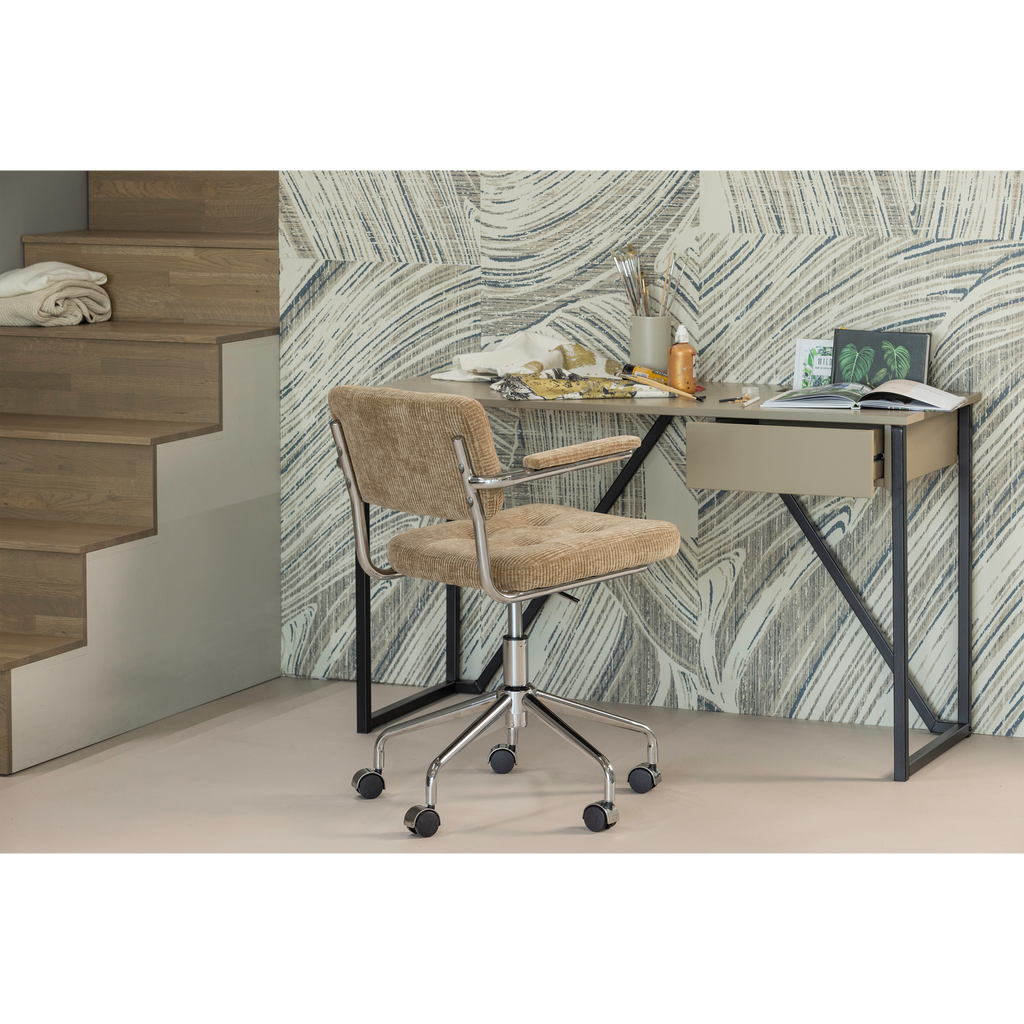 KOVA OFFICE CHAIR WOVEN RIB FABRIC DARK SAND