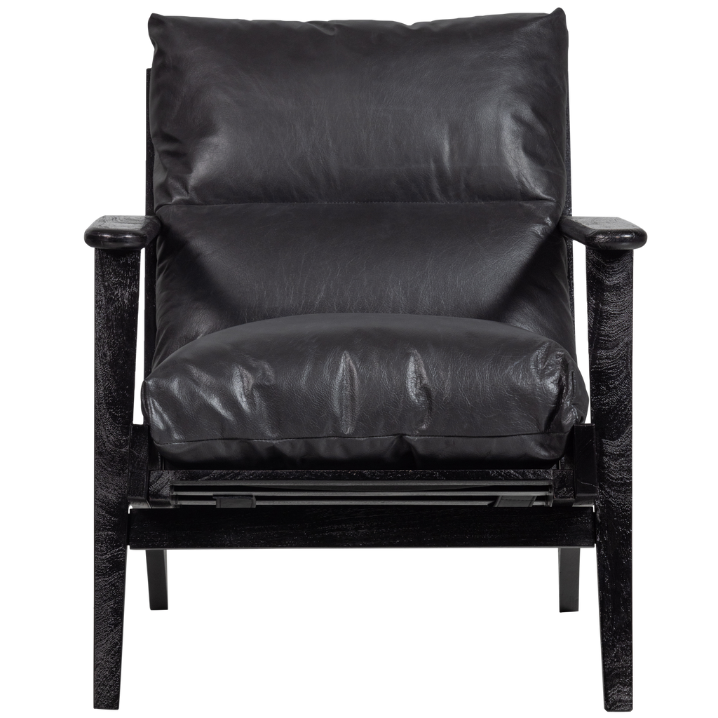 HOUSTON ARMCHAIR LEATHER/WOOD BLACK