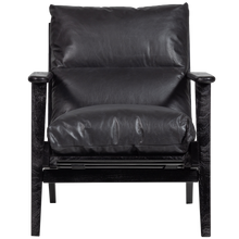 Cargar imagen en el visor de la galería, HOUSTON ARMCHAIR LEATHER/WOOD BLACK