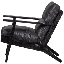 Cargar imagen en el visor de la galería, HOUSTON ARMCHAIR LEATHER/WOOD BLACK