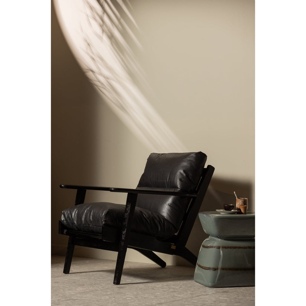 HOUSTON ARMCHAIR LEATHER/WOOD BLACK