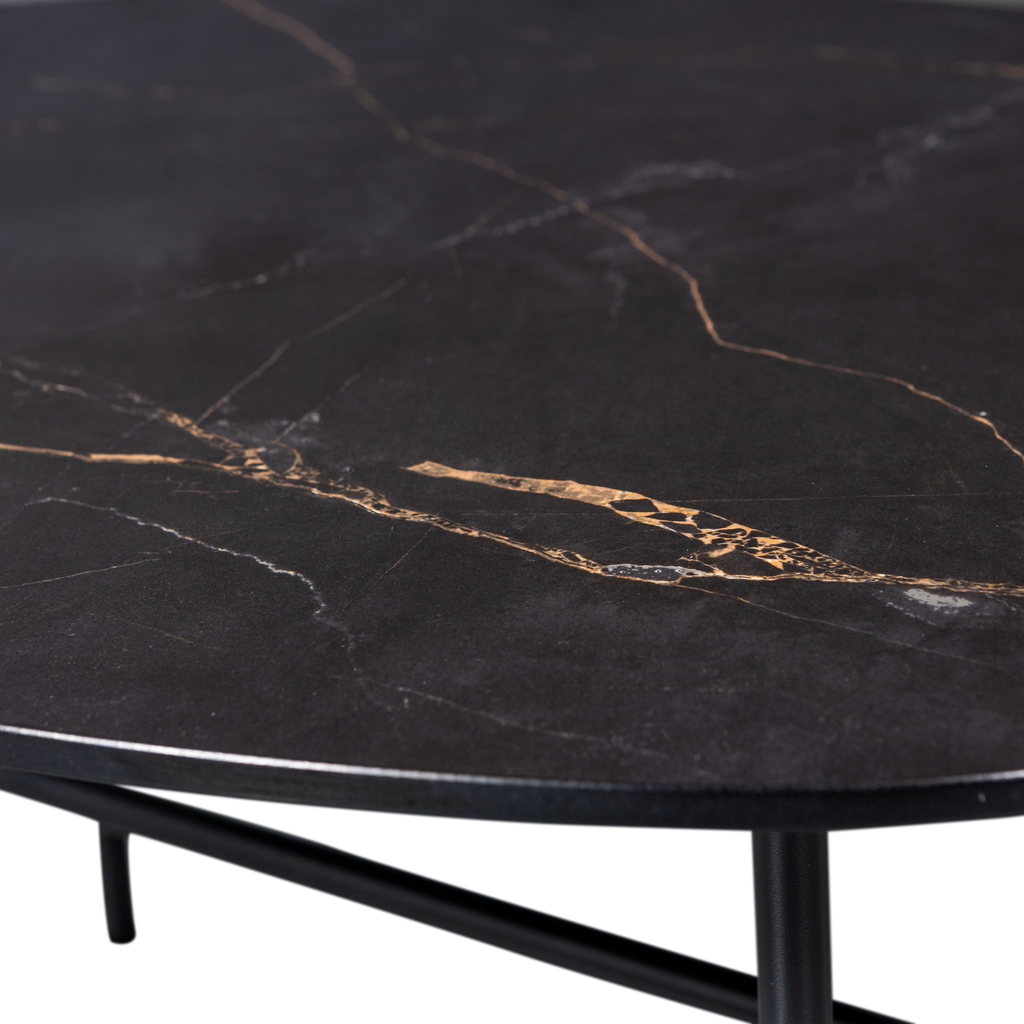VAJEN COFFEE TABLE WITH MARBLE LOOK TABLETOP BLACK 80x60C
