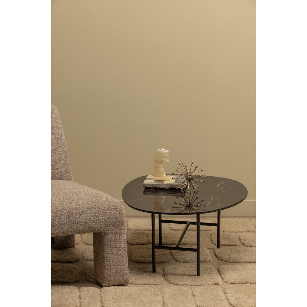 VAJEN COFFEE TABLE WITH MARBLE LOOK TABLETOP BLACK 80x60C