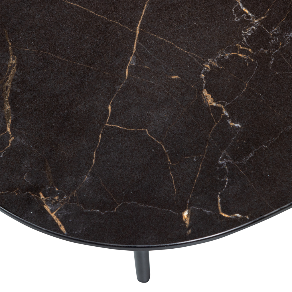 VAJEN COFFEE TABLE WITH MARBLE LOOK TABLETOP BLACK 70x70CM