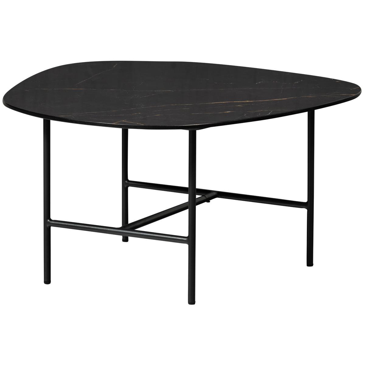 VAJEN COFFEE TABLE WITH MARBLE LOOK TABLETOP BLACK 70x70CM