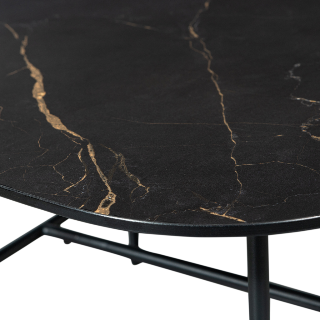 VAJEN COFFEE TABLE WITH MARBLE LOOK TABLETOP BLACK 70x70CM