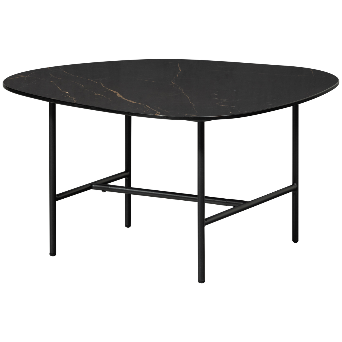 VAJEN COFFEE TABLE WITH MARBLE LOOK TABLETOP BLACK 70x70CM