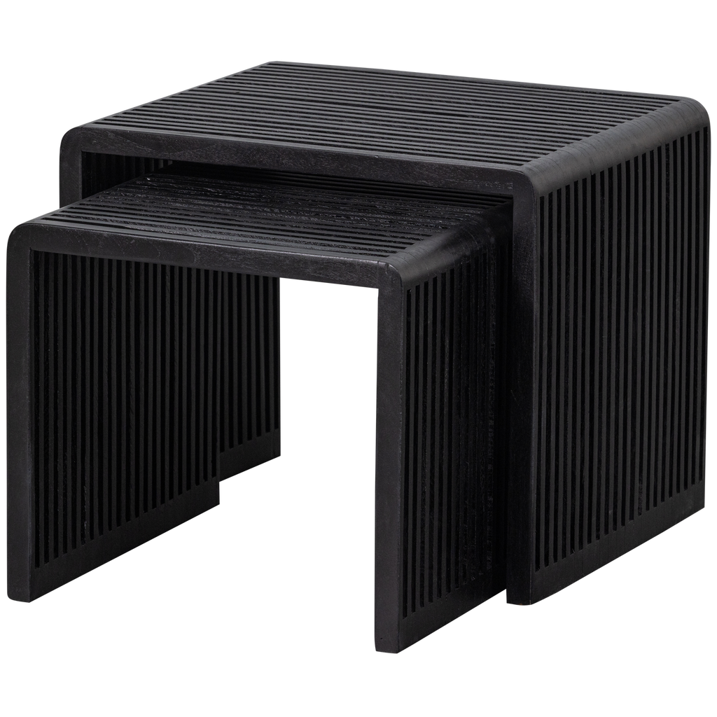 WILLA SIDE TABLES RECYCLED TEAK BLACK - SET OF 2