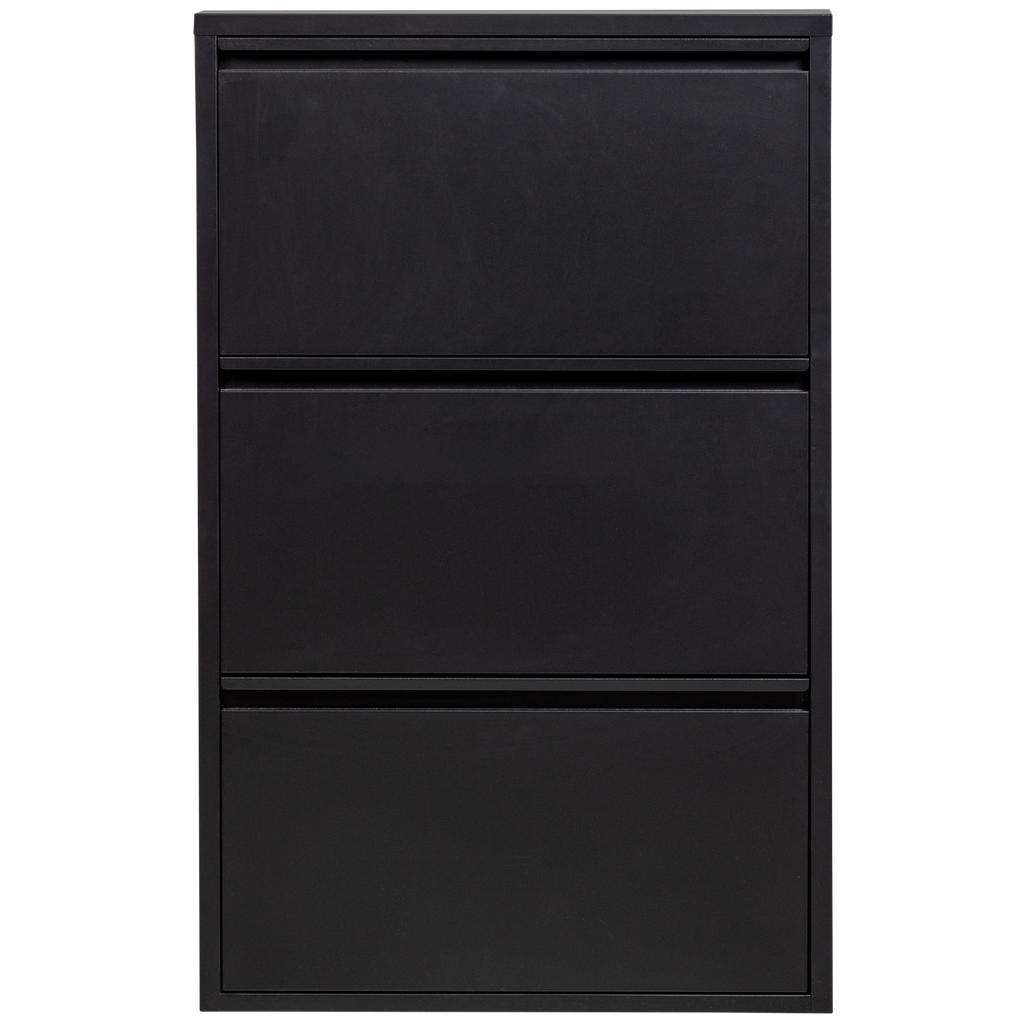 SABINE 3-COMPARTMENT SHOE CABINET METAL BLACK