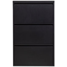 Laden Sie das Bild in den Galerie-Viewer, SABINE 3-COMPARTMENT SHOE CABINET METAL BLACK