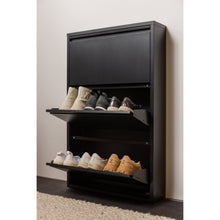 Laden Sie das Bild in den Galerie-Viewer, SABINE 3-COMPARTMENT SHOE CABINET METAL BLACK