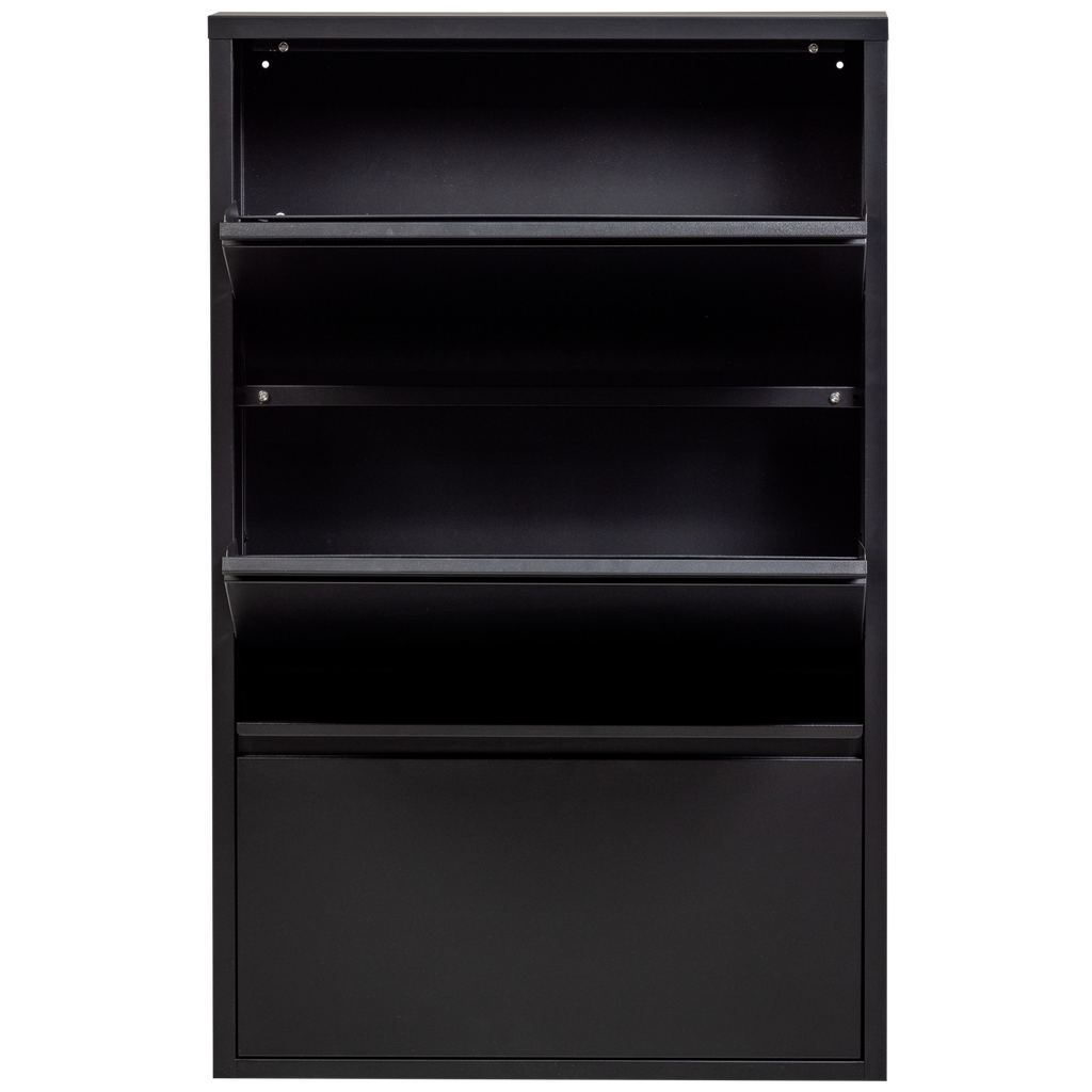SABINE 3-COMPARTMENT SHOE CABINET METAL BLACK