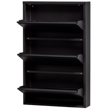 Laden Sie das Bild in den Galerie-Viewer, SABINE 3-COMPARTMENT SHOE CABINET METAL BLACK