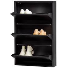 Laden Sie das Bild in den Galerie-Viewer, SABINE 3-COMPARTMENT SHOE CABINET METAL BLACK