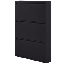 Laden Sie das Bild in den Galerie-Viewer, SABINE 3-COMPARTMENT SHOE CABINET METAL BLACK