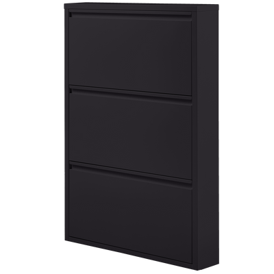 SABINE 3-COMPARTMENT SHOE CABINET METAL BLACK