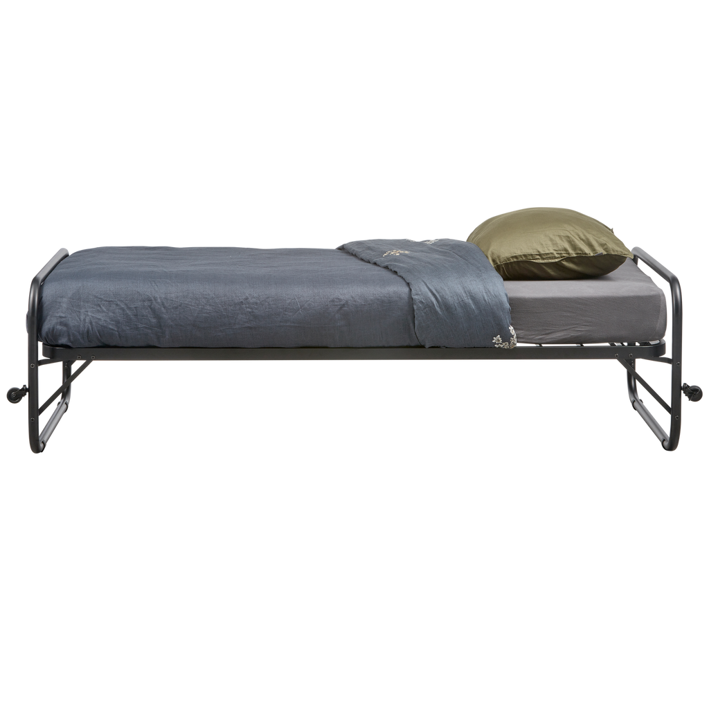 LUCY SINGLE TRUNDLE BED METAL BLACK 90x200CM