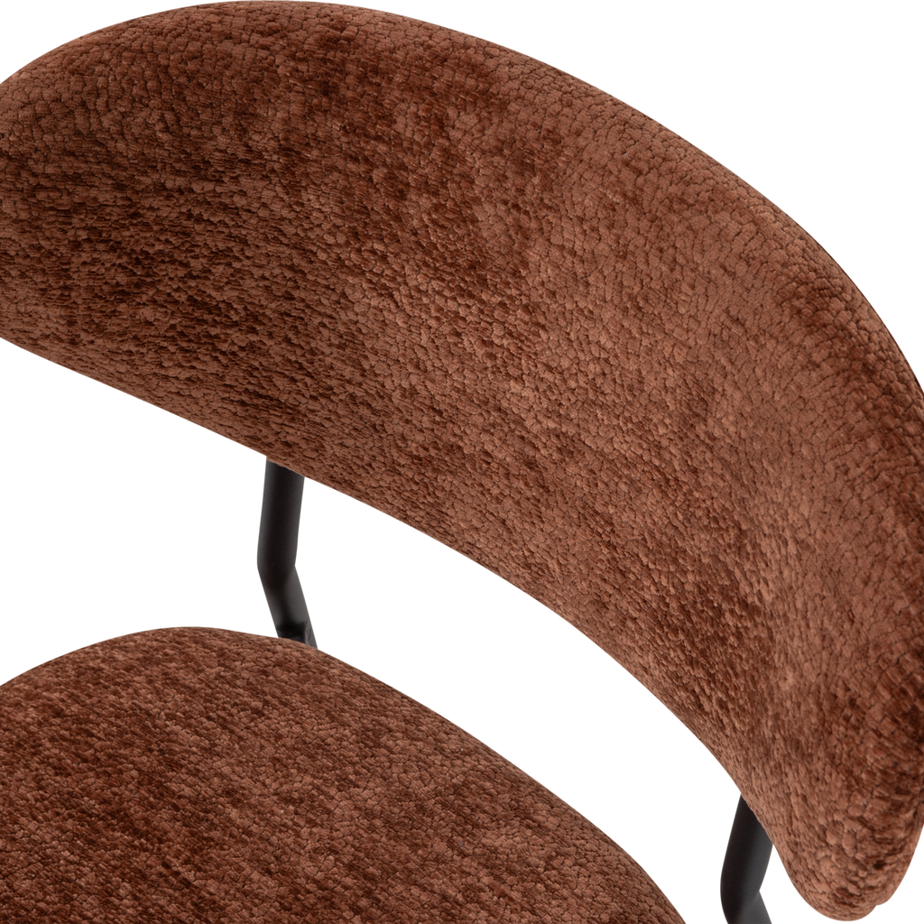 KJELD DINING CHAIR CHENILLE TEXTURED BROWN