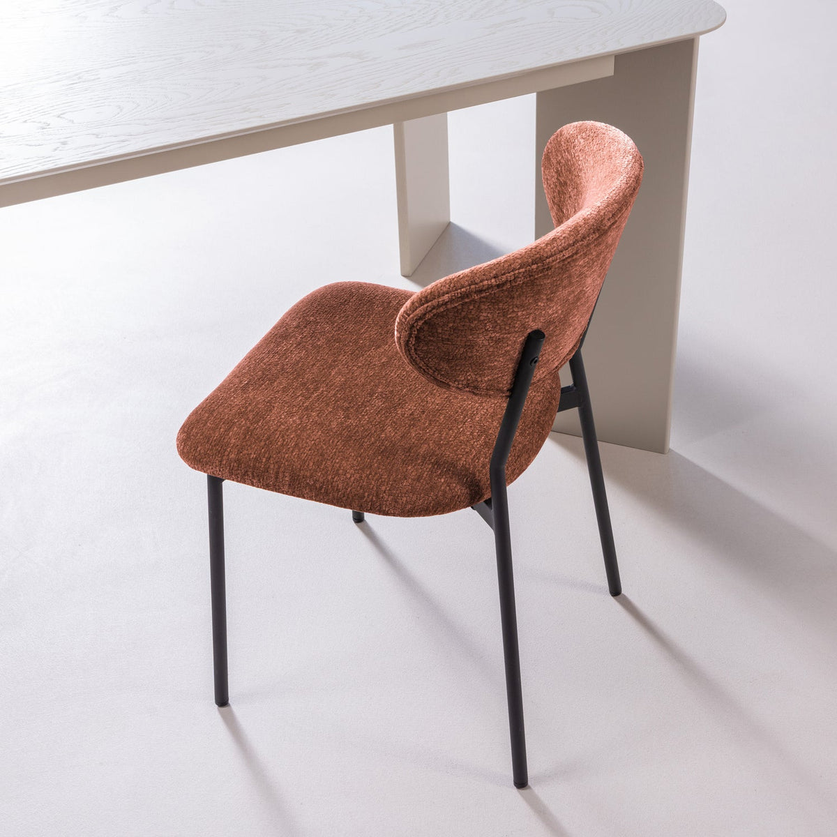 KJELD DINING CHAIR CHENILLE TEXTURED BROWN