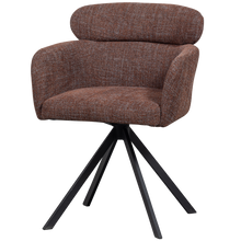 Laden Sie das Bild in den Galerie-Viewer, FENNE SWIVEL DINING CHAIR WOVEN FABRIC CHESTNUT BROWN