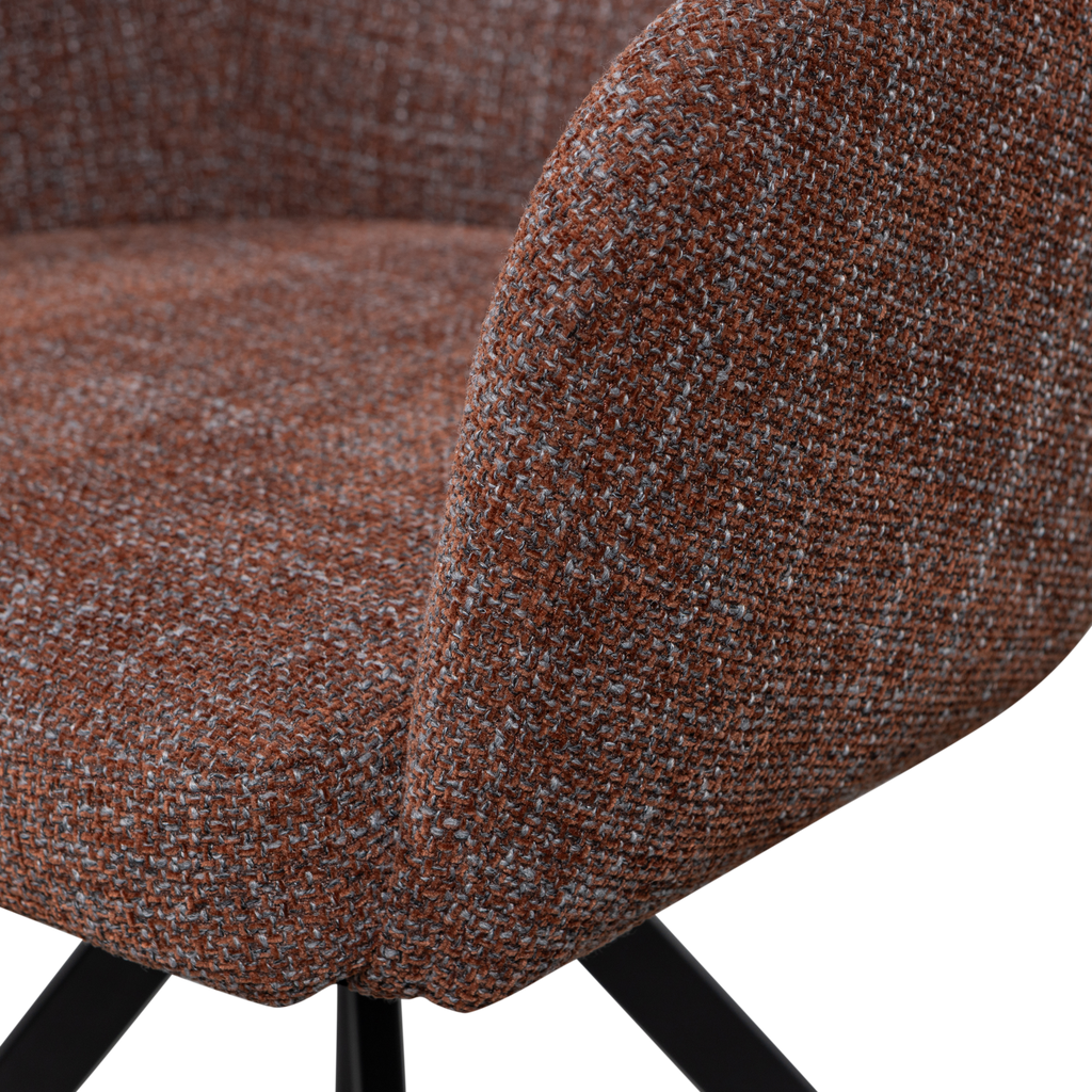 FENNE SWIVEL DINING CHAIR WOVEN FABRIC CHESTNUT BROWN