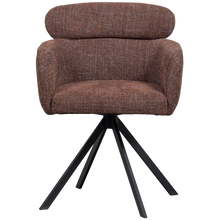 Laden Sie das Bild in den Galerie-Viewer, FENNE SWIVEL DINING CHAIR WOVEN FABRIC CHESTNUT BROWN
