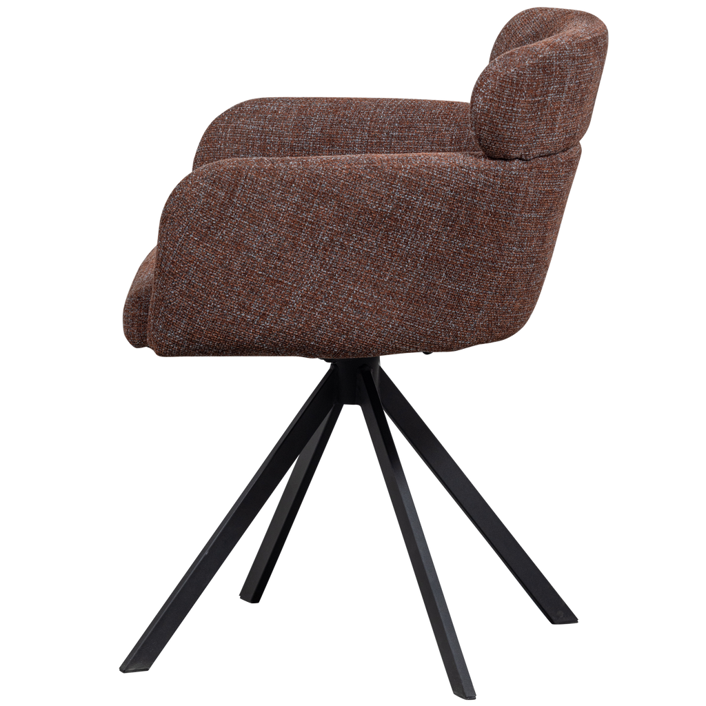 FENNE SWIVEL DINING CHAIR WOVEN FABRIC CHESTNUT BROWN