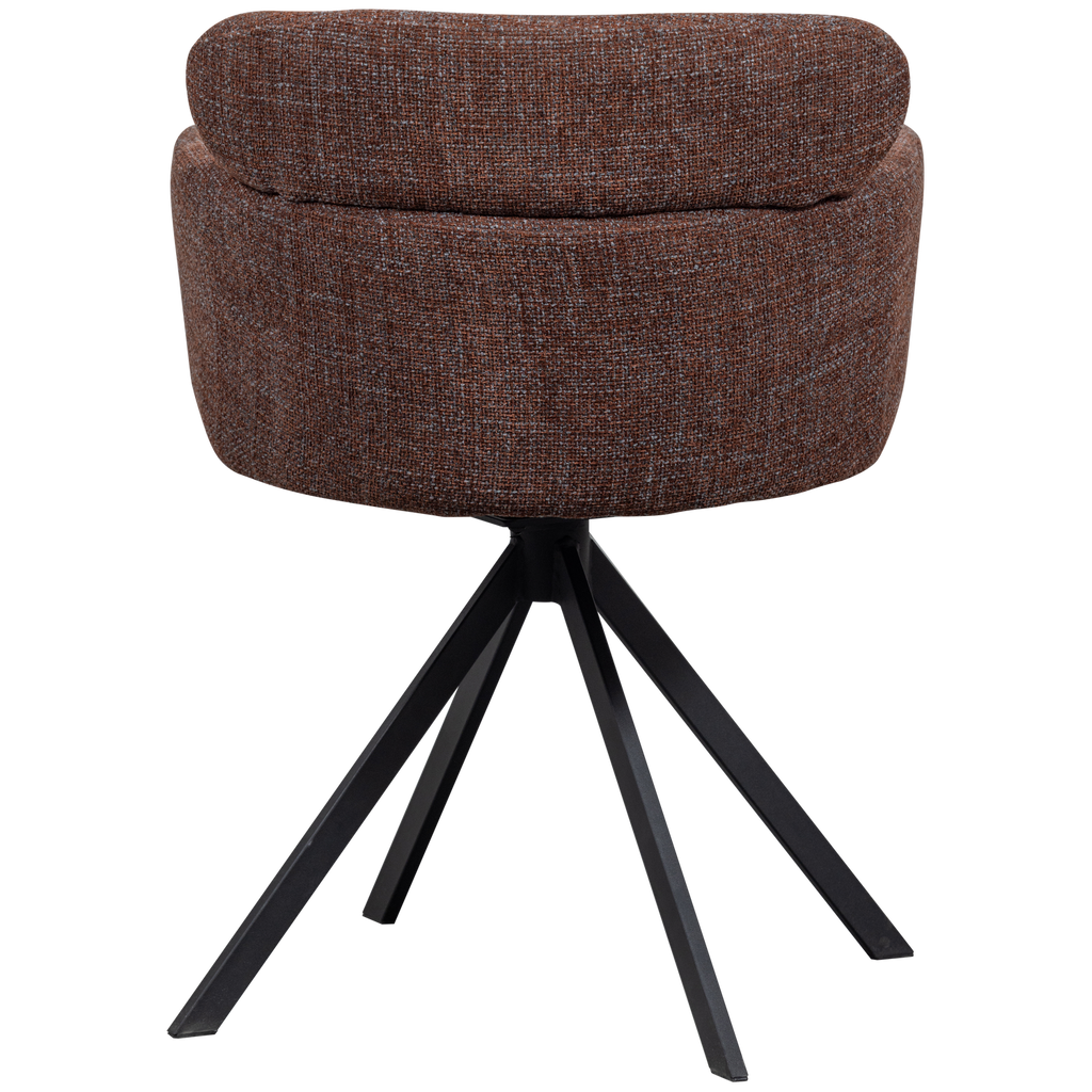 FENNE SWIVEL DINING CHAIR WOVEN FABRIC CHESTNUT BROWN