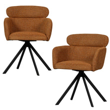 Laden Sie das Bild in den Galerie-Viewer, FENNE SWIVEL DINING CHAIR WOVEN FABRIC GINGER