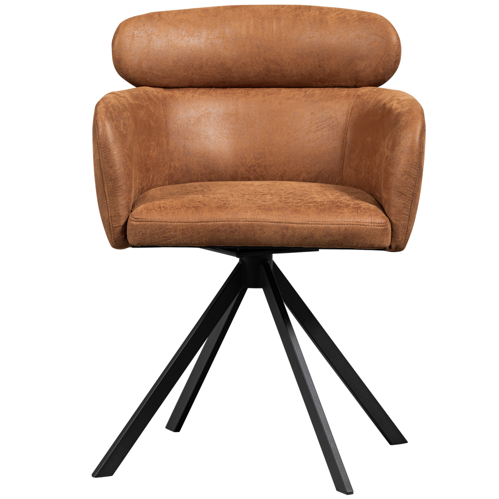 FENNE SWIVEL DINING CHAIR LEATHER LOOK COGNAC