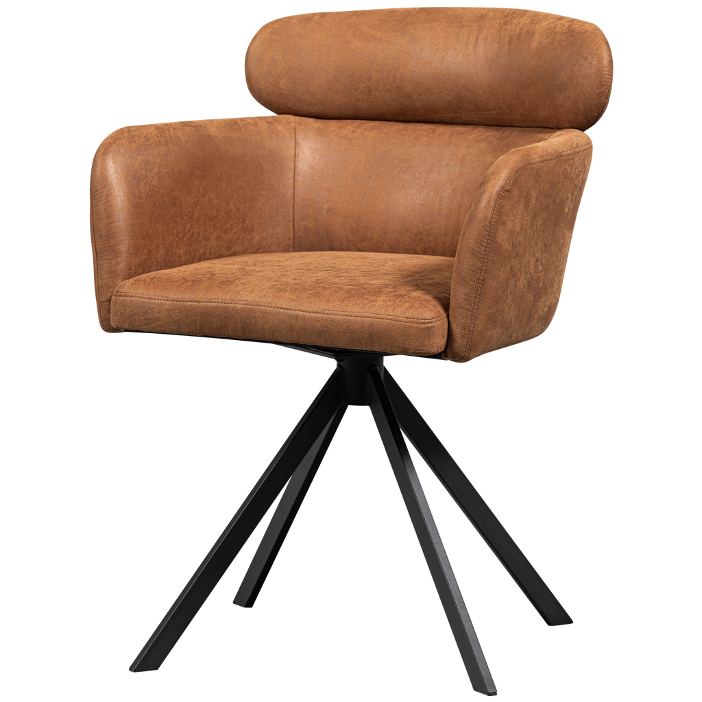 FENNE SWIVEL DINING CHAIR LEATHER LOOK COGNAC