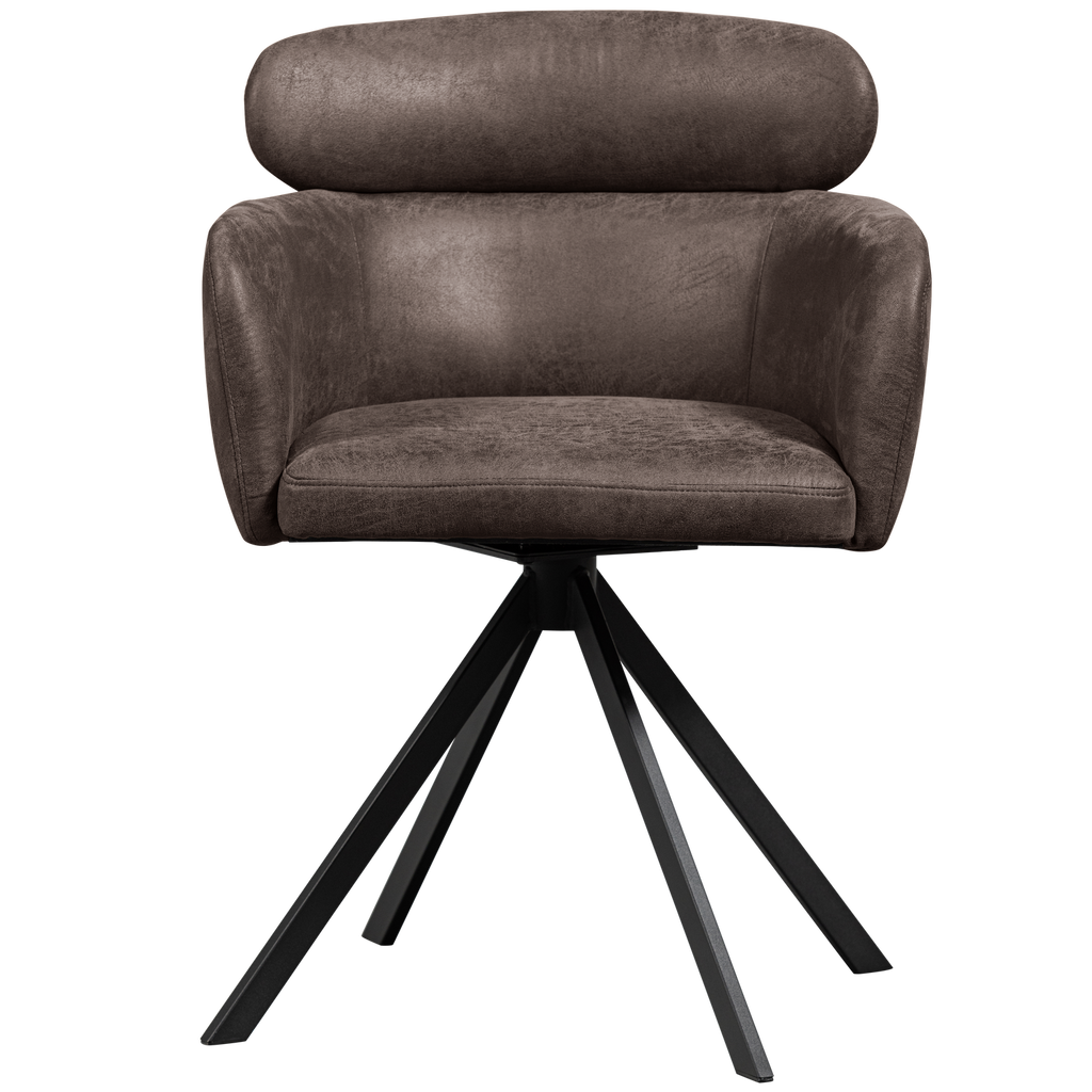 FENNE SWIVEL DINING CHAIR LEATHER LOOK BLACK/GREY