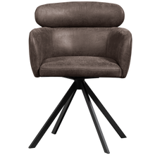Cargar imagen en el visor de la galería, FENNE SWIVEL DINING CHAIR LEATHER LOOK BLACK/GREY