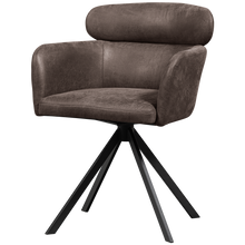 Cargar imagen en el visor de la galería, FENNE SWIVEL DINING CHAIR LEATHER LOOK BLACK/GREY