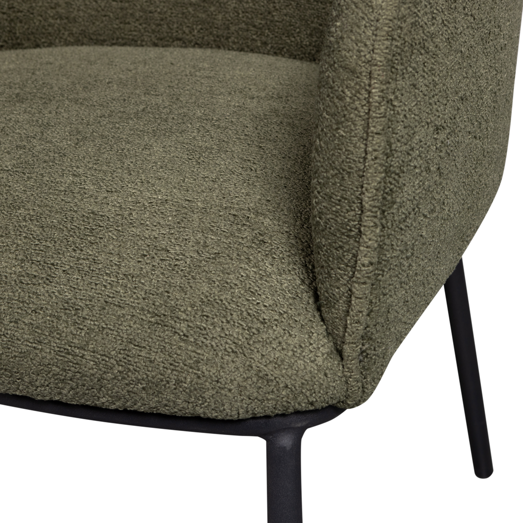 LEON DINING CHAIR BOUCLE FOREST GREEN