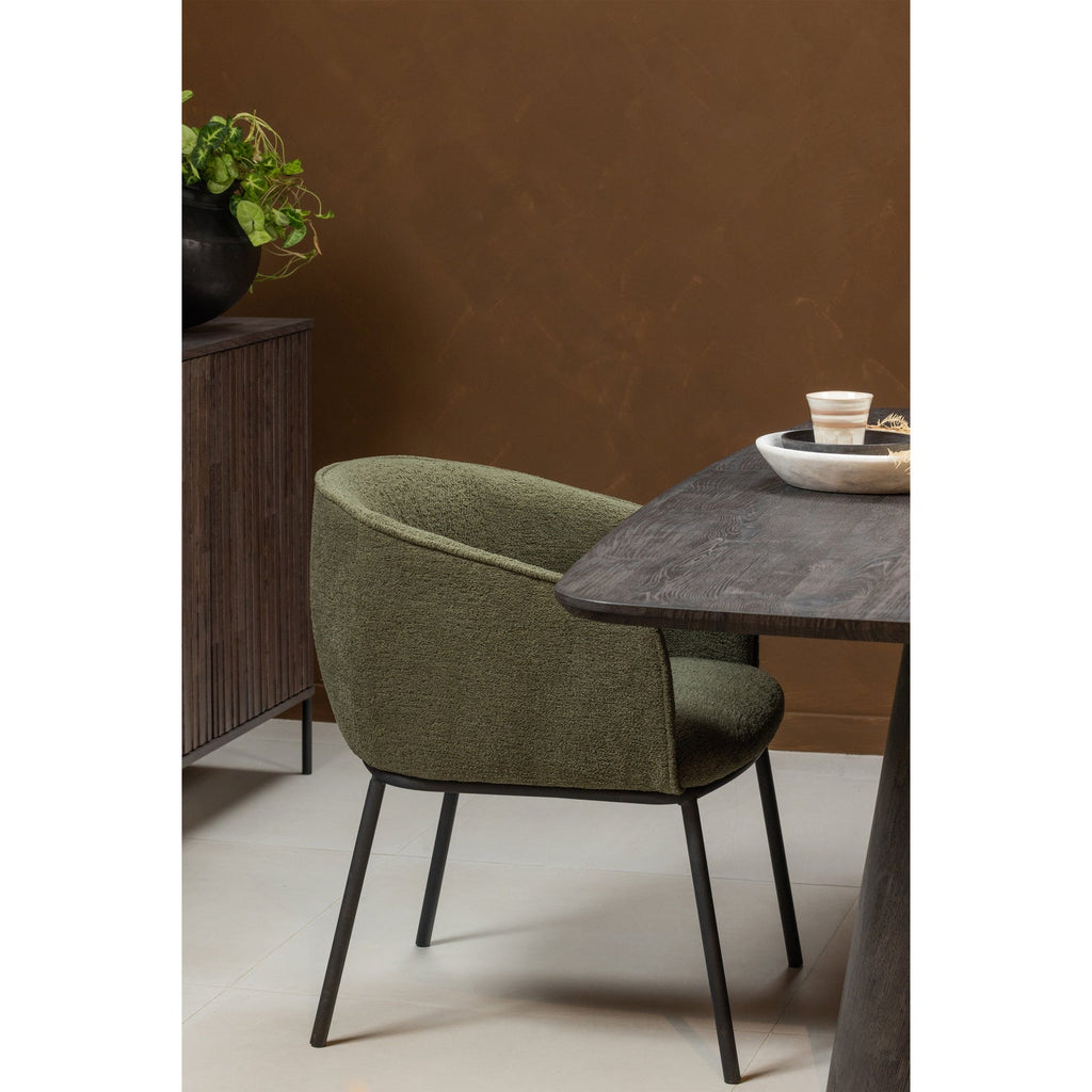 LEON DINING CHAIR BOUCLE FOREST GREEN
