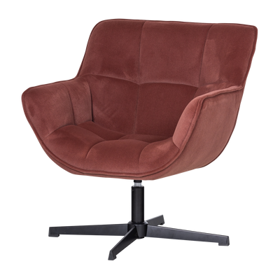 WIBO SWIVEL ARMCHAIR MATT VELVET BROWN/RED [fsc]