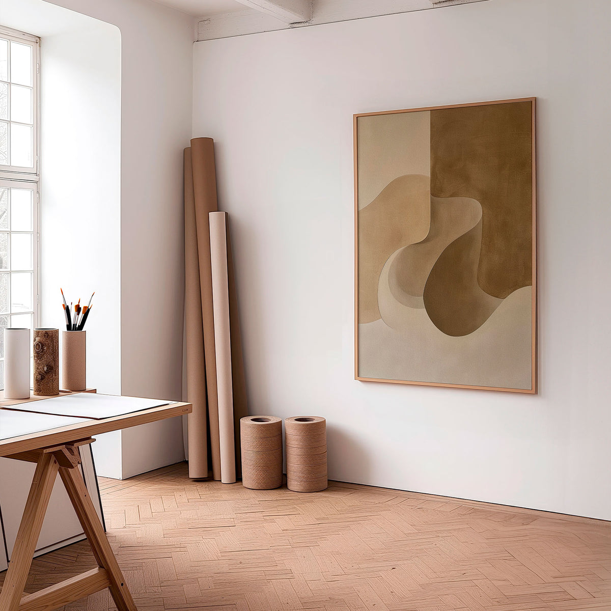 Luxury framed art - Brown Composition