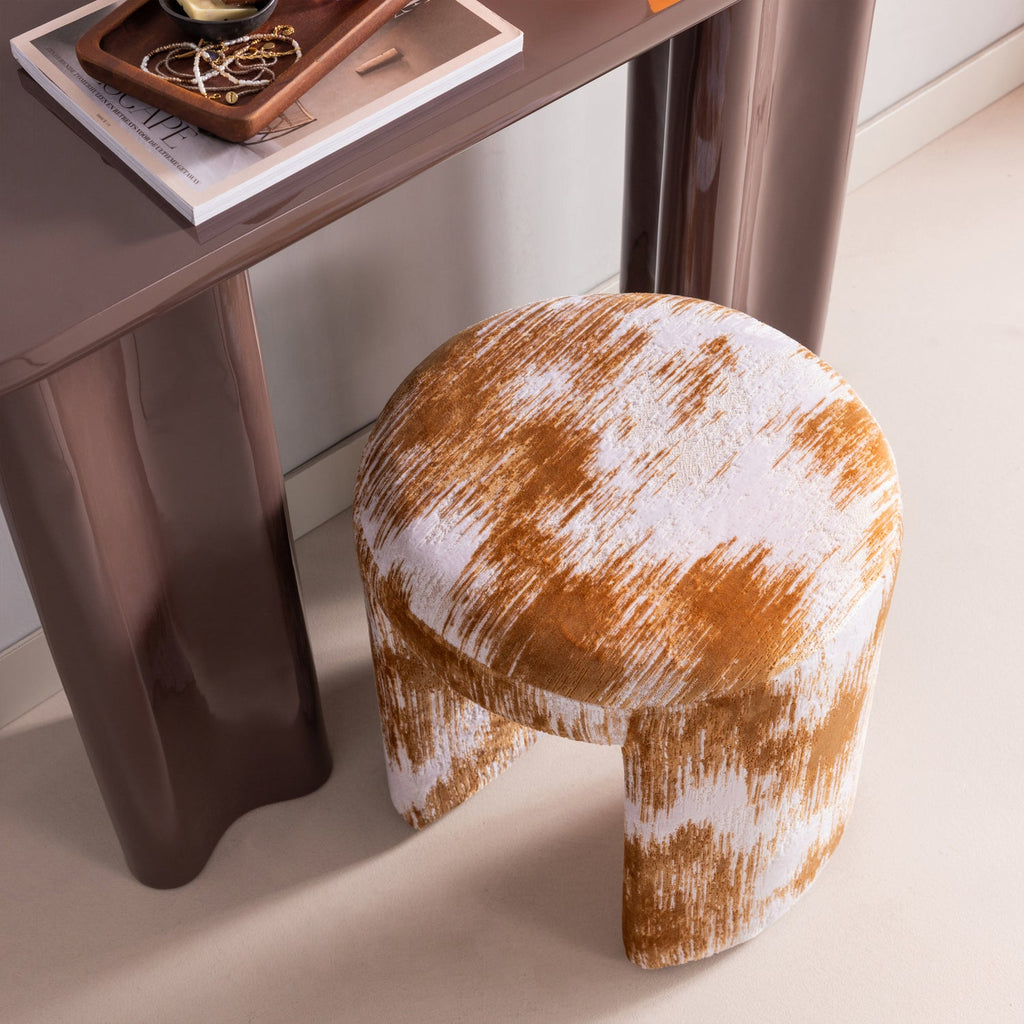 CHARLIE UPHOLSTERED STOOL STRUCTURED CARAMEL BROWN [fsc]