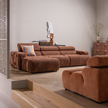 Laden Sie das Bild in den Galerie-Viewer, NOVI CHAISE LONGUE SOFA LEFT RIB FABRIC TERRA