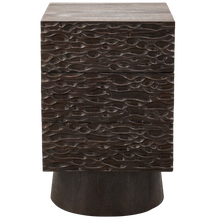 Load image into Gallery viewer, CRUMBLE CARVED NIGHTSTAND WITH DRAWERS MANGO WOOD DARK BROWN