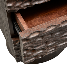 Load image into Gallery viewer, CRUMBLE CARVED NIGHTSTAND WITH DRAWERS MANGO WOOD DARK BROWN