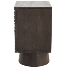 Load image into Gallery viewer, CRUMBLE CARVED NIGHTSTAND WITH DRAWERS MANGO WOOD DARK BROWN