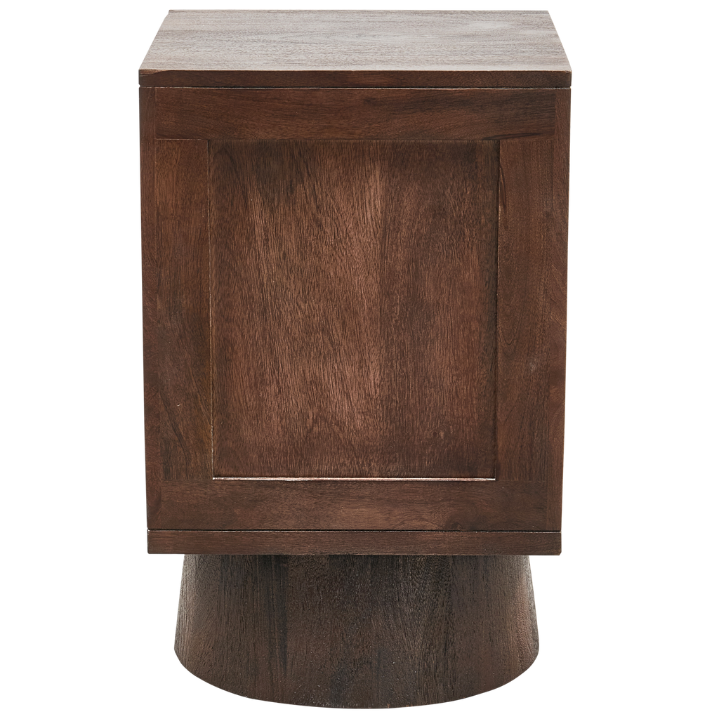 CRUMBLE CARVED NIGHTSTAND WITH DRAWERS MANGO WOOD DARK BROWN