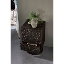 Load image into Gallery viewer, CRUMBLE CARVED NIGHTSTAND WITH DRAWERS MANGO WOOD DARK BROWN