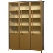 Laden Sie das Bild in den Galerie-Viewer, EXHIBIT XL 3-DOORS DISPLAY CASE METAL HONEY YELLOW