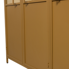 Laden Sie das Bild in den Galerie-Viewer, EXHIBIT XL 3-DOORS DISPLAY CASE METAL HONEY YELLOW