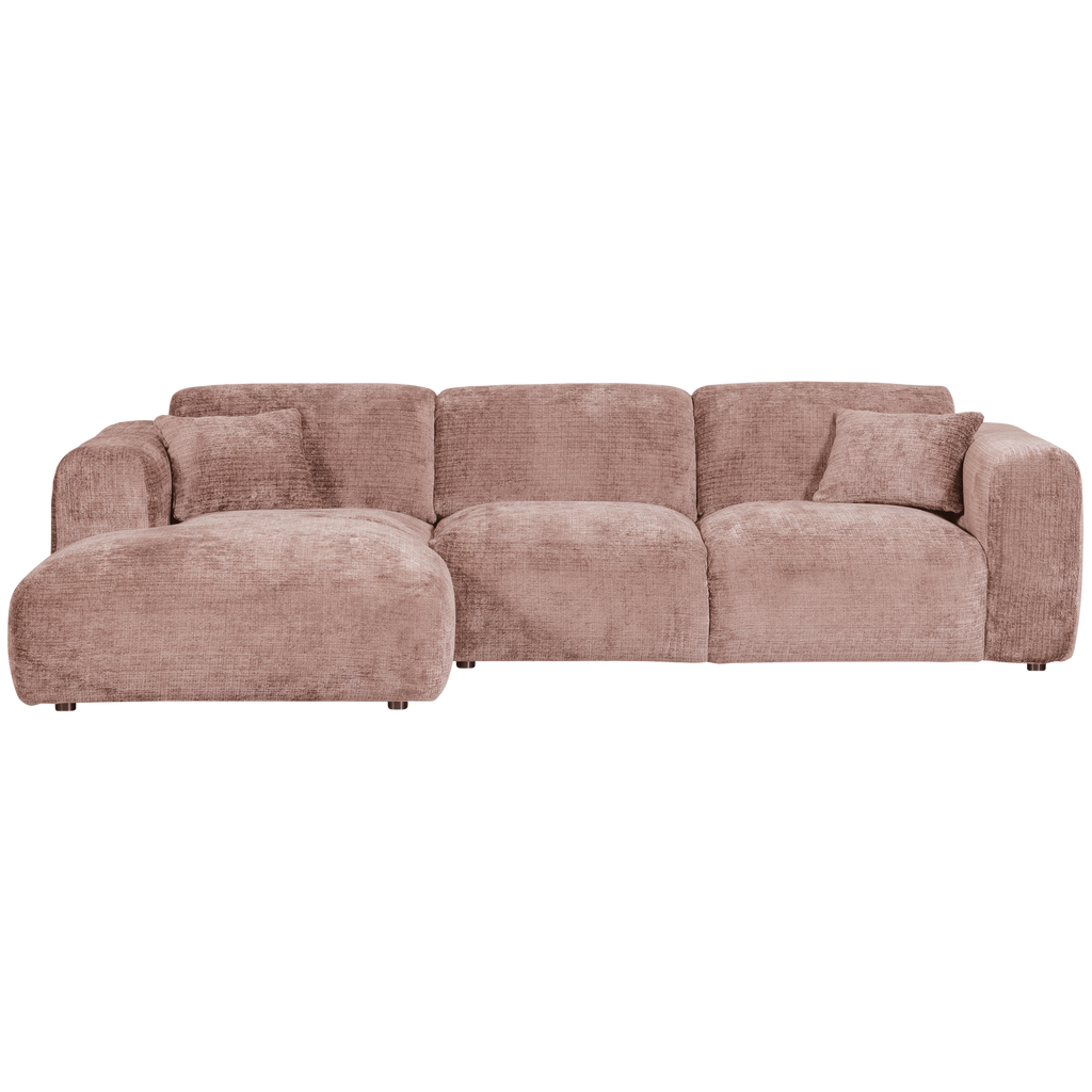 CLOUD CHAISE LONGUE SOFA LEFT CHENILLE TAUPE/PINK