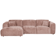 Laden Sie das Bild in den Galerie-Viewer, CLOUD CHAISE LONGUE SOFA LEFT CHENILLE TAUPE/PINK