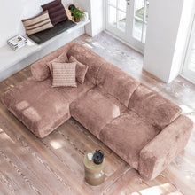 Laden Sie das Bild in den Galerie-Viewer, CLOUD CHAISE LONGUE SOFA LEFT CHENILLE TAUPE/PINK